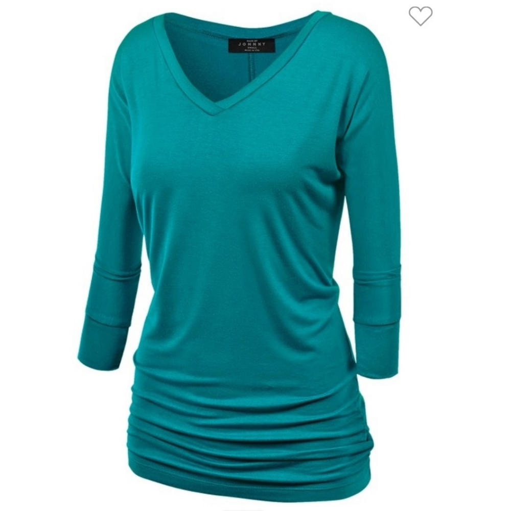 Jade -Dolman sleeve jersey top with side shirring